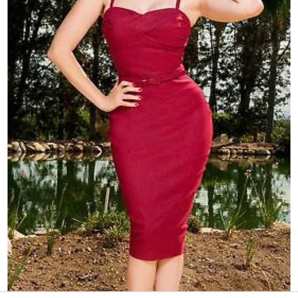 Dixiefried by Pinup Couture glamor dress in burgandy size XL